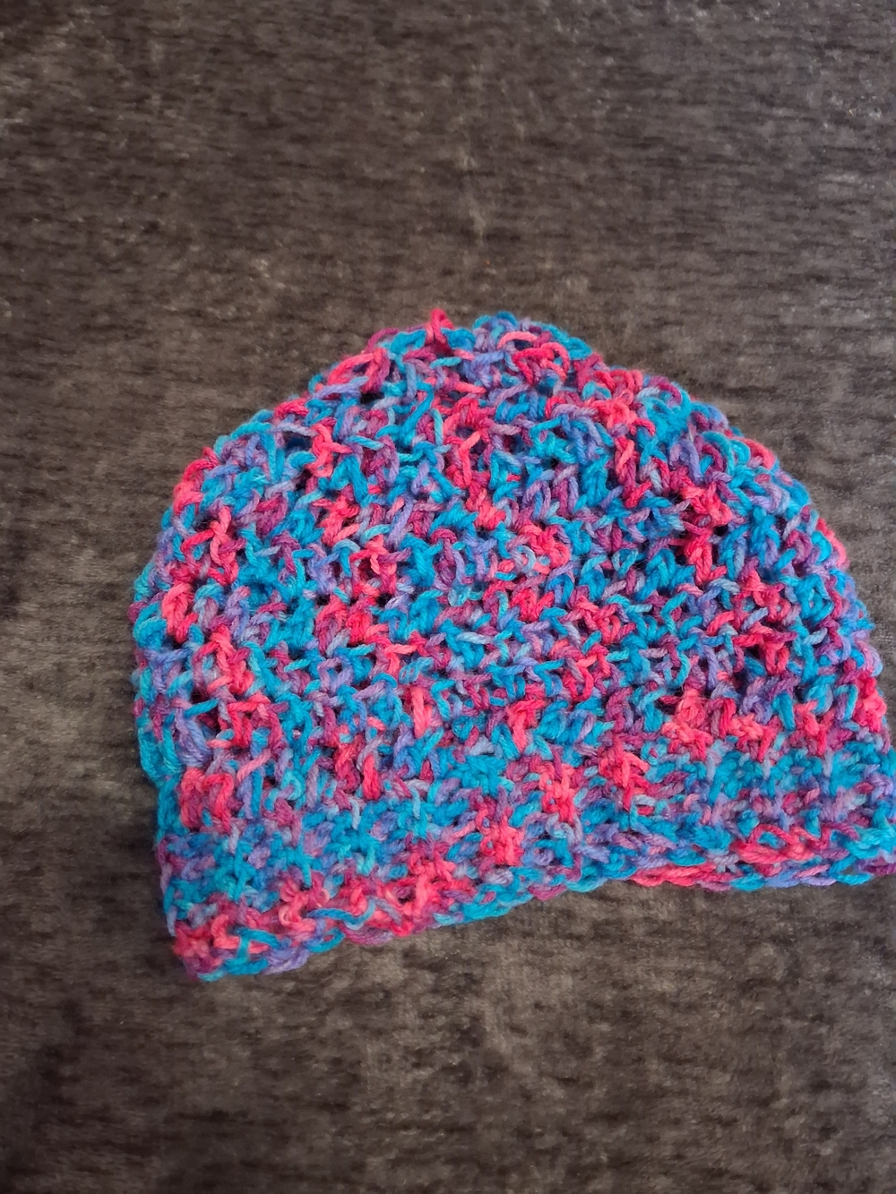 NEW Handmade Handcrafted Crocheted Beanie Winter Hat Blue Pink Girls One Size